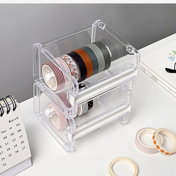 NEW Washi Tape Holder, Stackable Multi Tape Dispenser Cutter - Clear Transparent - Picture 5 of 6